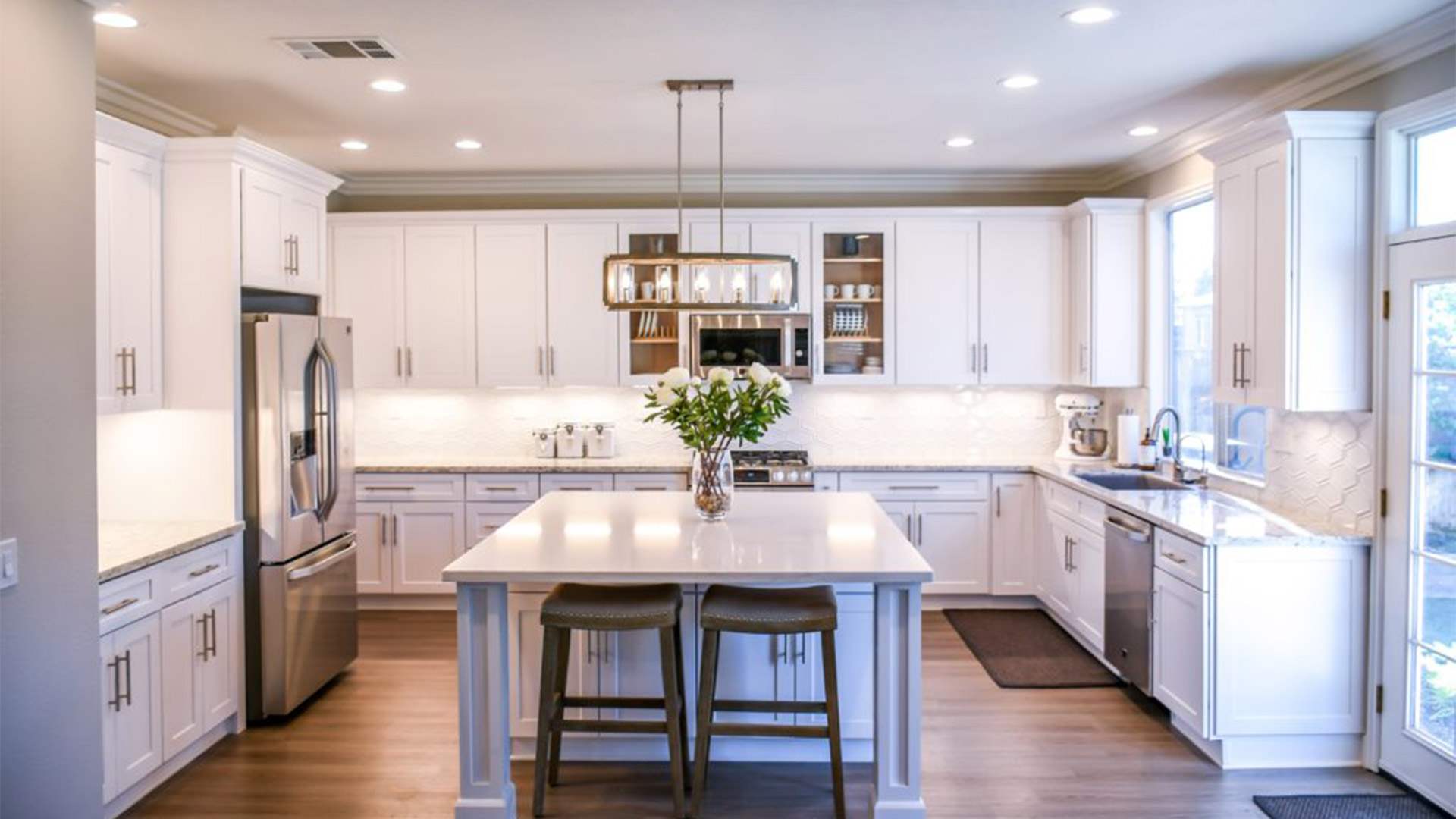 luxury kitchen interiors with recessed lighting and under cabinets installed ashland ma